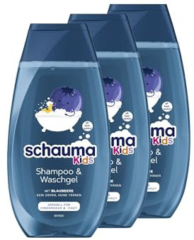 Schauma Schwarzkopf Kids Shampoo & Waschgel Blaubeere (3x 250 ml), Kinder Shampoo entwirrt das Haar für leichtere Kämmbarkeit, mit mildem & frischem Duft