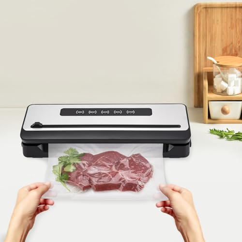 VS8001 Vakuumierer, Vakuumiergerät für trockene und feuchte Lebensmittel, Lebensmittel bleiben länger frisch,Automatisches Staubsaugen und Versiegeln 39 * 13 * 8cm Schwarz
