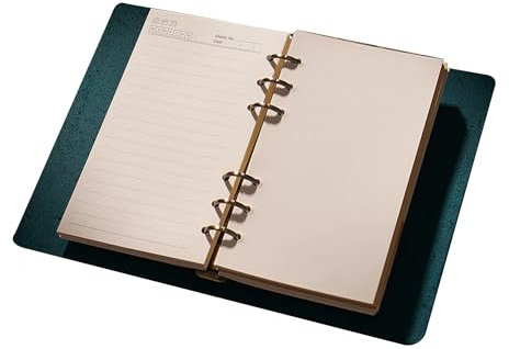 KISSKI·H Olvido Leder-Tagebuch, Schreibbuch, A5, Reisetagebuch, 6-Ringbuch, nachfüllbar, A5-Notizbuch, Lederbindung, täglicher Notizblock für Damen/Herren, persönliches/geschäftliches Geschenk, Blau
