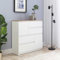 Commode 2 portes battantes 4 tiroirs Blanc/Bois - QIZ - L 107 x l 35 x H 105 cm