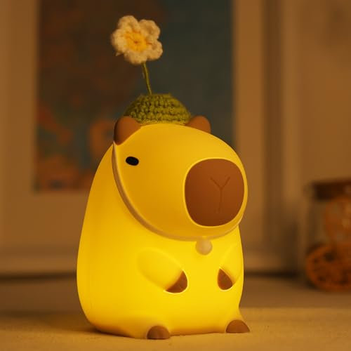 Attivolife Capybara Nachtlicht für Kinder, Süße LED Silikon Lampe us mit Dimmbar Timer, Tragbare Wiederaufladbare Schlafzimmer Nachttisch Dekoration, Geburtstags Weihnachtsgeschenke für Kinder Babys
