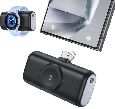 Mini Powerbank für Samsung,5000mAh 3 in 1 Klein Power Bank für Galaxy Watch,Externe Handyakkus mit Schnellladefunktion,Kompatibel mit Samsung S22/23/24/25Serie,iPhone 16/15 und Galaxy Watch 7/6/5/5Pro