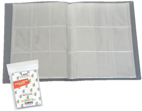 Bundle mit Leere Sammelmappe - 26 Seiten (468 Karten) - Ideal für Sammel Bilder/Karten - Farbe Neutral + Exklusive collect-it Hüllen