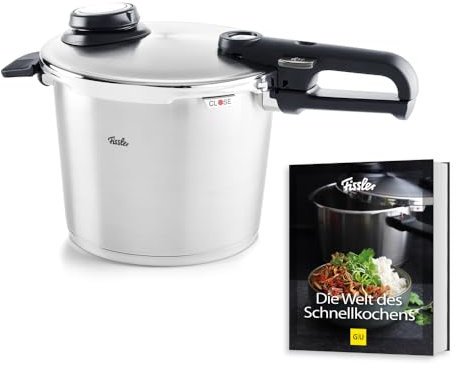Fissler Vitavit Premium Set Autocuiseur en Acier Inoxydable (6 l, 22 cm), 4 Niveaux de Cuisson, Compatible Induction, avec Panier et Livre Gratuits