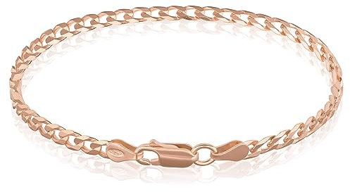 Mary & Jules Armband Damen Rosegold aus 925 Sterling Silber vergoldet, aus recyceltem Silber, Damen Armband Rosegold aus Panzerkette, Goldarmband für Frauen & Mädchen