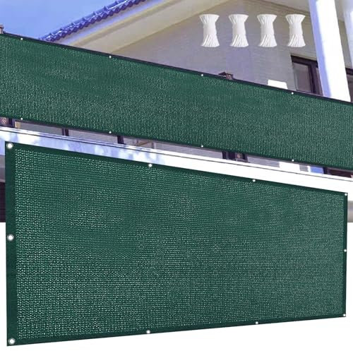 Brise Vue Balcon Exterieur 105 x 825 cm Protection Contre Soleil Écran Occultant Opaque avec Serre-Cables pour Balcon Terrasse Jardin, Vert Foncé