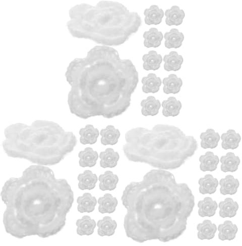 EXCEART 36 STK Blumenkostümdekoration Haarnadel DIY Zubehör Haarschmuck Häkeln Bastelzubehör Selber Machen Blumenverzierung Aus Stoff Mama Ornament Blumen Zum Basteln Weiß Acryl