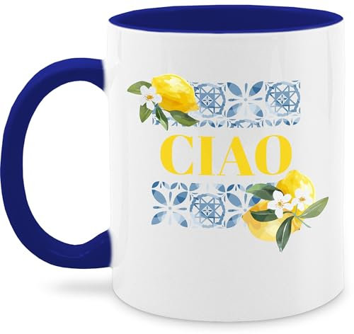 Tasse Tassen 325ml - Statement - Limoncello Ciao | Urlaub Italien | Lebensgefühl | Limoncello-Fans | Urlaubsfeeling Italia - 325 ml - Dunkelblau - kaffetassen sprüche statements kaffeetasse