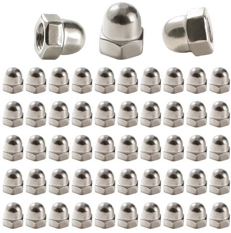 Lyeteung 50 Piezas M4 Tuercas de Acero Inoxidable de Domo, Tuerca Sombrerete, Tuercas Sombrerete Hexagonales, para Tornillos, Pernos