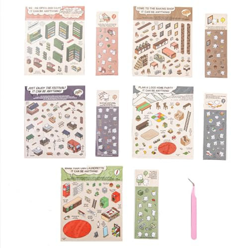 5 Set 3d Sticker Scene, 3d Sticker, Room Stickers Book, Szenen Aufkleber Kinder, Miniatur Haus Cute Stickers Kinder,Mit 3D Effekt Für Für Möbel Laptops Wände Telefonhüllen