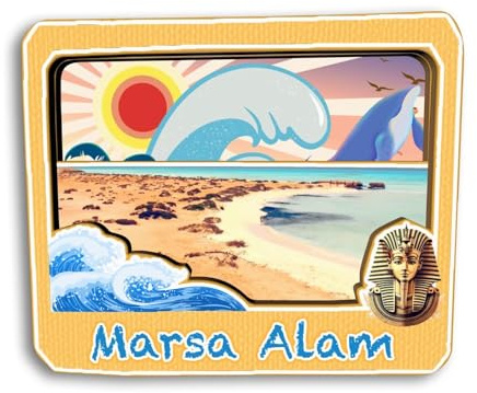 Quwsne Kühlschrankmagnet Marsa Alam Ägypten Kühlschrankmagnet Stadt Reise Souvenirs Touristengeschenke 3D klassische Sehenswürdigkeiten handgefertigt Handwerk Heimdekoration -2925