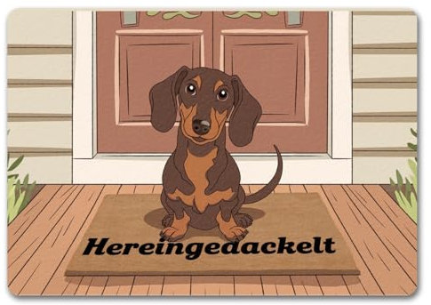 speecheese Hereingedackelt Dackel Fußmatte in 35x50 cm ohne Rand für Dackel-Liebhaber lustige Schmutzfangmatte für Haustierfreunde