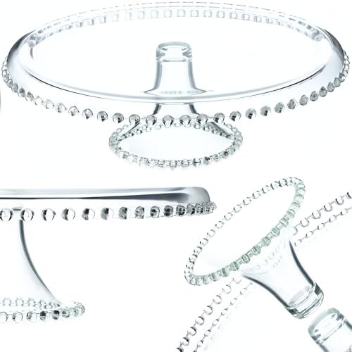 KADAX Tortenplatte mit Fuß, 32 cm, Rund, Tortenständer aus Glas, Tortenteller, Kuchenplatte für Torten, Kuchenteller, Servierplatte für Hochzeit (Modell 2)