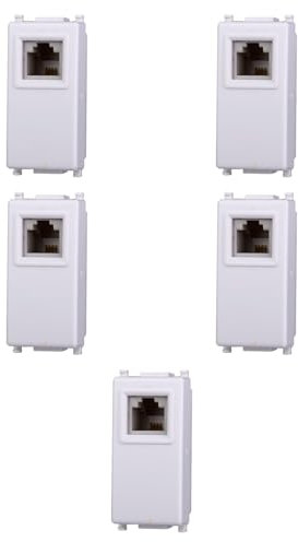 5 MODULI PRESA TELEFONICA, BIANCO, COMPATIBILE CON VIMAR PLANA, PRESA TELEFONO, CONNETTORE RJ11, MODULI E FRUTTI 100% COMPATIBILI, MATERIALI DI ALTA QUALITA'