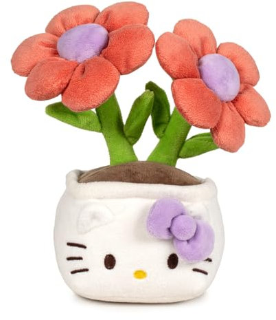 Peluche Hello Kitty Botanical - Fiore di marea 25 cm, verde, rosa e bianco