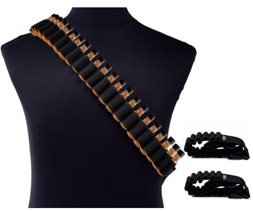 XFSRG 2 Pezzi Cintura per Proiettili Caccia 27 Fori Cartuccera Cintura in Nylon Regolabile Bandoliera per Cartucce Calibro 12G Lunghezza 130 cm Accessorio da Caccia per Cartucce