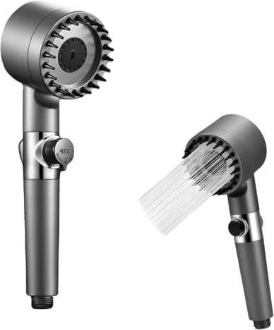 1 Pack Power Shower Head, Turbo Shower Head, Water Saving, Showery Turbo, Powerful Shower Head - ABS Gunmetal Finish, High-Pressure, 25cm Length