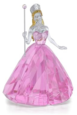 Swarovski Wicked Glinda Upland, Kristallfigur aus dem Film Wicked mit Rosafarbenem Kleid, Blondem Haar, Zauberstab, Krone und 1.050 Facetten, Größe: 13.5 x 9.1 x 10.1 cm