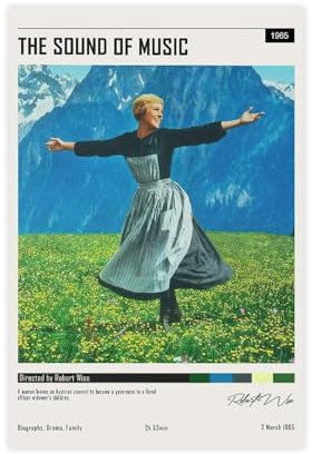 GJHTQLP Filmposter The Sound Of Music, Leinwand-Poster, Schlafzimmer-Dekoration, 50 x 75 cm