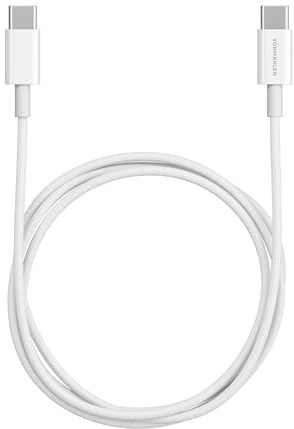 VONMÄHLEN USB-C zu USB-C Kabel - 60 Watt Fast Charging, langlebig und flexibel aus geflochtenem Nylon, 1 Meter Länge - weiß