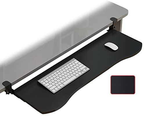 LFONDIGE Extra Wide Under Desk Keyboard Tray with C-Clamp 52/65/75X25Cm/A-Black/52 * 25Cm