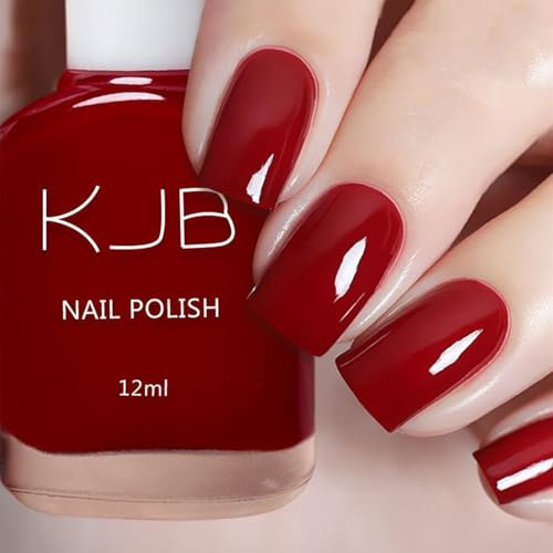 Cherry Red Nail Polish - Red Nail Varnish Quick Dry - High Glossy & Natural Nail Varnish, Vegan, Non-Toxic - Bright red nail polish for DIY Nail Art, No Need UV Lamp