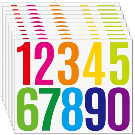 12 Sheets/120PCS 3.15 Self Adhesive Number Stickers, Waterproof Stick on Numbers, Mailbox & Door Number Decals, for Outside House Home Trash Can Sign