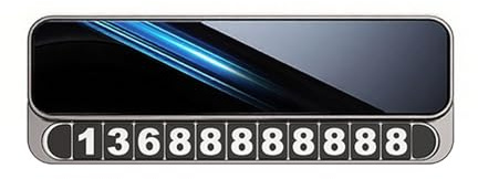 Qsvbeeqj Klebende temporäre Parkkartenplatte für Auto Armaturenbrett Verstecken Telefonnummer Autozubehör Innenraum Metall temporäre Parknummernschild