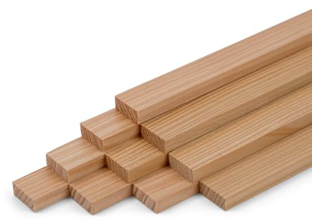 Woodsellers® Juego de 10 listones de madera de alerce cepillado, 8 × 20 × 500 mm, listones de madera maciza natural y listos para pegar, para muebles, construcción de interiores y proyectos de