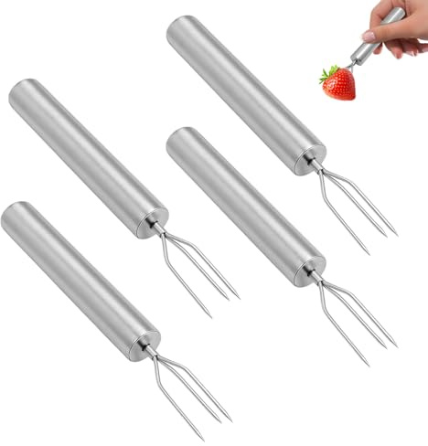 Lot de 4 fourchettes à pommes de terre en acier inoxydable, porte-pommes de terre, fourchette à maïs et fourchette à maïs en acier inoxydable avec capuchons de sécurité, brochettes robustes et
