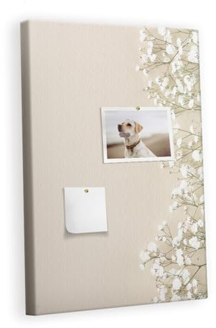 Kork Pinnwand Organisation Set inkl. Pins | Vielseitige Wandtafel für Büro, Küche, Schule, Home Office | Memoboard für Notizen, Aufgaben, Fotos, Ideen - Bunt - 40x60cm - Schleierkrautblüten