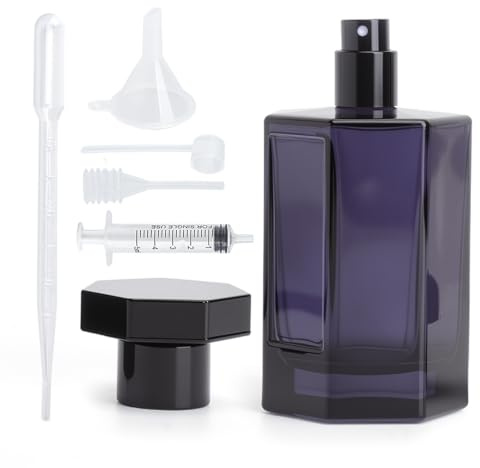 Atomizador Perfume Recargable 100ml De Vidrio Negro, Frasco Perfume Vacío | Reutilizable, Atomizador Perfume Sin Fugas Para Viaje Hombre Mujer, Pulverizador Perfume Con Pipeta Y Embudo