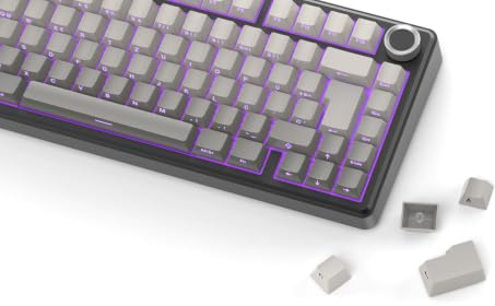 OMOTON Deutsches PBT Sideprinte Cherry Profil Tastenkappen, Schwarz Grau | 127 Tasten ANSI/ISO Layout Doppelshot Keycaps für 61/68/84/87/96/108 MX Switches Mechanische Tastaturen