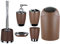 6tlg Badset Badezimmer Zubehör Set Organizer: Seifenspender, Zahnputzbecher, Kosmetikeimer, WC Bürste und Halter, Seifenschale, Mülleimer, Zahnbürstenhalter, Badgarnitur (Braun Design 1)
