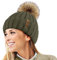 TOSKATOK® Womens Winter-Rib Strickmütze/Beanie mit abnehmbaren Chunky Faux Fur Bobble Pom Pom-Olive