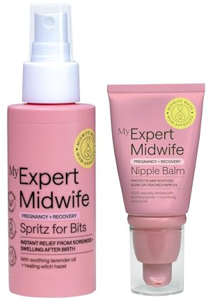 My Expert Midwife Bits & Nips Birth & Recovery Essentials (Pack of 2) | Postnatal Relief Duo, Perineal Relief Spray 100ml & Nipple Cream 30ml, Relief for Discomfort & Sore Cracked Nipples, UK Made