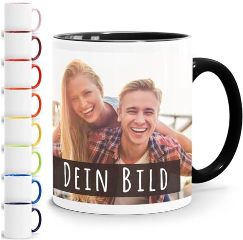 SpecialMe® personalisierte Fototasse mit eigenem Foto persönliches Geschenk Kaffeetasse mit Bild selbst gestalten Inner-Schwarz Keramik-Tasse