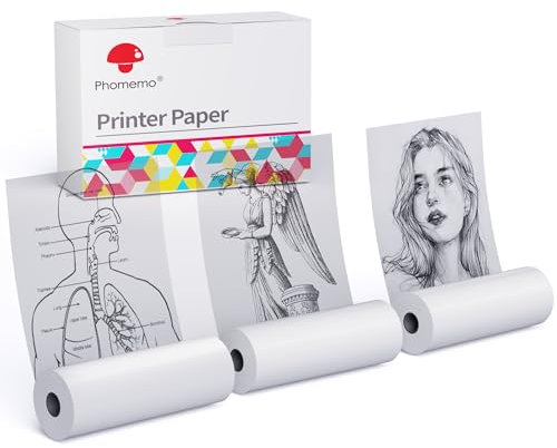 Phomemo M02 Thermopapier Halbtransparent 3er-Set Selbstklebendes Druckerpapier für Phomemo M02 M02S M02 Pro M03