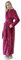ANUFER Unisex Uomo Donna Spesso Flanella Vestaglia Collo a Scialle Calda Lunga Inverno Accappatoio Fucsia SN071027 L