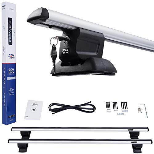 DGH SYSTEM Kompletter Aluminium-Dachträger Easy Line Expert 135 cm kompatibel mit Opel Astra H III GTC Fließheck 2005-2014 mit Befestigungsgewinden abschließbar, Nutzlast 90 kg