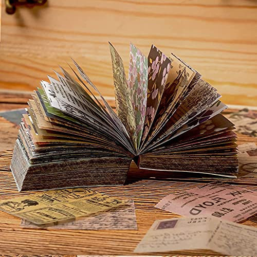 Whaline Vintage Scrapbook Papier Mini Antik Deko Papier Retro Journaling Papier Blatt Craft Paper for Scrapbooking Travel Journal Projects Stationary Collection Gift Box Bottle Letter