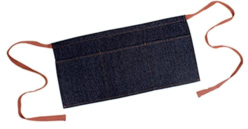 TOYANDONA Delantal Vaquero de Cintura Corta Con 3 Bolsillos - Medio Camarero Camarera Para Restaurante, Jardinería y Cocina