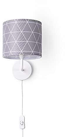 Paco Home Wandleuchte Stofflampenschirm Wandlampe Wohnzimmer E14 Vintage Retro Punkte Rund Geometrisch Mit Stecker und Kabel