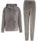 REORIA Damen Tracksuit Set Langarm Hoodie Jogger Rundhalsausschnitt Zweiteiliges Outfit Trainingsanzug Dunkelgrau S