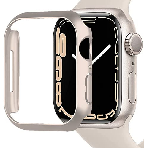 Miimall Kompatibel mit Apple Watch Series 8/7 41mm 45mm Hülle, Harter PC Schutzrahmen Ultradünne Kratzfest Stoßfest Schutzhülle für Apple Watch Series 8/7 41mm - Sternenlicht