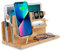 iCozzier Bambus-Telefonhalter, Schreibtisch-Dockingstation mit Schublade, Schlüssel, Geldbörse, Uhr, Holzständer, Betttisch und Schreibtischhalterungen, Tisch-Organizer (5)