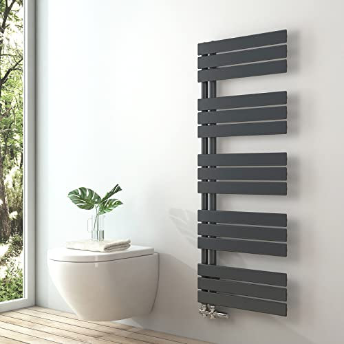 S'AFIELINA Design Badheizkörper Handtuchheizkörper Anthrazit Flach Paneel Seitenanschlusss 1320x500mm Heizkörper für Bad Handtuchtrockner 695 Watt