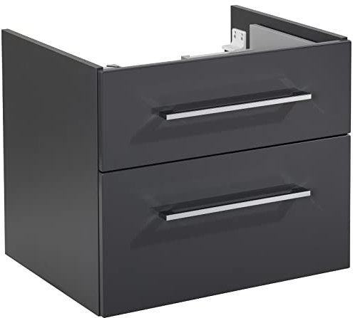 FACKELMANN 60 cm breiter Waschtisch-Unterschrank hängend grau mit 2 Schubladen - Badmöbelserie Hype 3.0