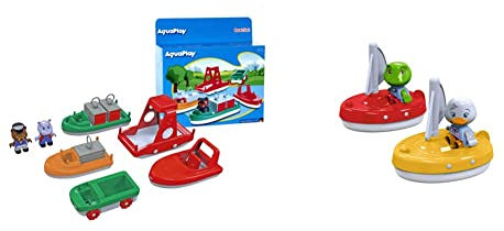 AquaPlay - BoatSet - Zubehör für Wasserbahnen oder Badewanne, 2 Segelboote + 2 Figuren, für Kinder ab 3 Jahren