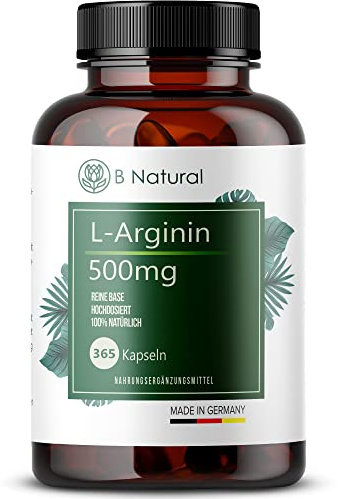 L-Arginin Base 365 Kapseln – 3000mg Hochwertiges pflanzliches Arginin in BASE Form mit 99,7% Reinheit – Vegan